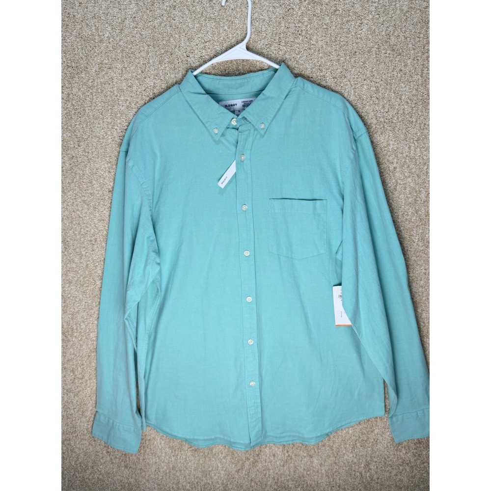 NWT Old Navy Mens XL Everyday Shirt Regular Fit Built-In Flex Teal Button Down